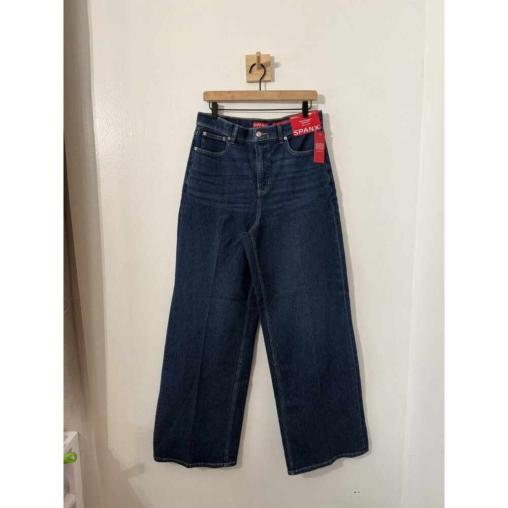 SPANX  Shape Authentic Stretch Wide Leg Jean Large Percy Wash Dark Wash NWT